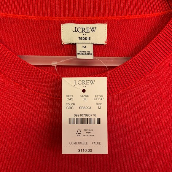 J.Crew Teddie sweater Sequenced "merry" color red - NWT - Picture 4 of 7